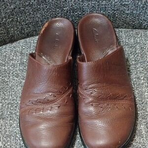 Clarks Brown Leather Loafers Slip-On Comfort